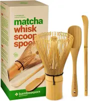 Bambooworx Matcha Whisk Set - (Chasen), Traditional Scoop (Chashaku), Tea Spoon