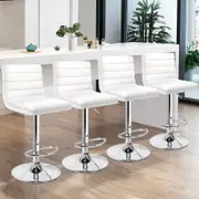 4x ALFORDSON Bar Stools Stripe Pattern White