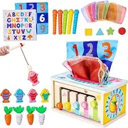 SWNEPOF 6-in-1 Montessori Baby Tissue Box Toy, Montessori Wooden Toys for Babies, Sensory Toys for Toddlers, Wood Preschool Learning Fine Motor
