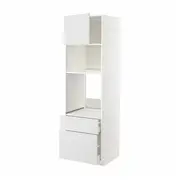 METOD / MAXIMERA high cab f oven/micro w dr/2 drwrs, white/Stensund white, 60x60x200 cm