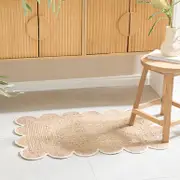 Aria Scalloped Natural/White Jute Indoor Mat [HABLARISU24A]