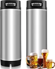 Maxdot 2 Pack New 5 Gallon Keg Ball Lock Keg Stainless Steel Beer Keg with Dual Rubber Handle Portable Corny Keg for Home Brew