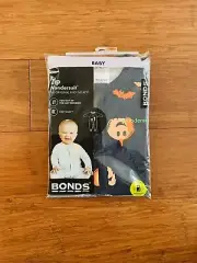 Bonds Baby Halloween Pumpkin Black Orange Zip Wondersuit Size 00 BNIP