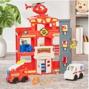 Kid Connection Fire Station Fire Vehicle Playset Lights Up Siren Sound