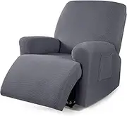 Recliner Covers 4/6/8 Pieces Stretch Recliner Console Covers,Soft Jacquard Recliner Sofa Slipcover 1/2/3 Seat Recliner Cover with Pocket Furniture Protector with Elastic Straps Bottom (Color : #4, S