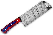 SIKSON™ Professional Cleaver Knife, Handmade Damascus Steel, Pakkawood Handle, Leather Sheath, Gift Box