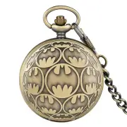 Steampunk Quartz Pocket Watch Cool Bat Pendant Necklace Chain Gifts for Boys Kid