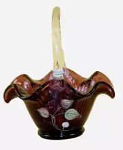 Fenton Purple Ribbed Basket