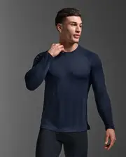 Aero Long Sleeve, 2XU, M, Midnight/Silver Reflective, Male