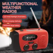 2000mAh Emergency Solar Hand Crank Weather Radio Power Bank Charger Flash Light