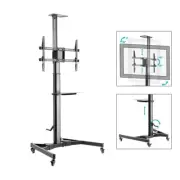 37" - 70" TV Mount Stand Cart Mobile Tilting Rotating Height Adjustable w/ Shelf