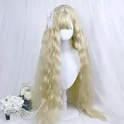 SCORRO 1m Platinum Blonde Super Long Curly Wavy Wig,Water Wave Wavy Full Headband Lolita Wig Natural Fluffy Curls Women's Wig for Daily Wear, Cosplay, Party,Styling(Platinum Blonde)