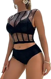 [UAREBST] Mesh Lingerie Set for Women, Two Piece Fishnet Chemise Bodysuit, Sexy Hollowed-Out Short Sleeves and Tights Set