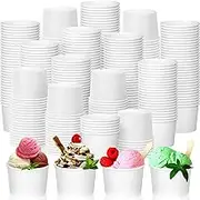 Nuenen 600 Pcs 8 oz Ice Cream Cups Disposable Ice Cream Bowls Paper Cup Sundae Cups Bar Supplies for Snack Party Favors (White)