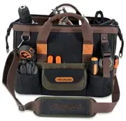 32-Pockets Waxed Canvas tool bag, Heavy-Duty Electrician tool bag, HVAC tool