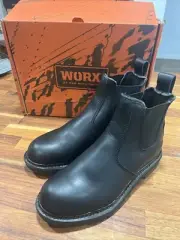 Men's Worx By Red Wing Joist 6" Romeo Pull On Steel Toe Black Leather 5424 7.5 D