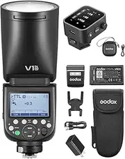 GODOX V1PRO N 2.4G Wireless Round Flash + Flash Trigger 1/8000s HSS 1.3s Recharge Time, M/TTL Flash Mode, 22 Levels Flash Output Adjustable, with Type-C Cable for Nikon Cameras