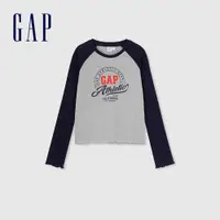 在飛比找蝦皮商城優惠-Gap 女裝 Logo印花圓領長袖T恤-灰色(888456)