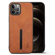 Denior For Apple iPhone 12 Pro Leather Case with Elastic Wallet Card Holder Slot Pocket Cover – Brown