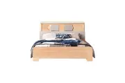 Design Square Scandinavian Wooden Bed Frame Built-In LED W/ Bed Head King Single Size Oak