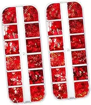 Healeved DIY Heart Nail Art Decals 2 Boxes Glitter Nail Decals for Valentines Day