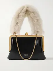 [KHAITE] KHAITE - Lilith Shearling-trimmed Leather Tote - Black - One size One size Black