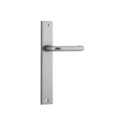 Iver Oslo Lever Door Handle on Rectangular Backplate Satin Nickel