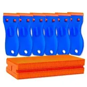 6 Pack Plastic Razor Blade Scraper with 60 Pcs Blades Label Decal Removal Tool