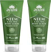 Ayumi Neem & Tea Tree Body Scrub. Vegan, Cruelty-Free, Dermatologically-Tested, 2 x 200ml