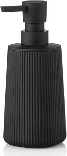 Small Soap Dispenser for Bathroom and Kitchen, Modern Farmhouse Striped Style Plastic Hand Soap Dish Soap Dispenser with Pump Matte Black