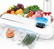 Vacuum Sealer Machine, One-Touch Food Vacuum Sealer, Automatic Food Sealer Machine with Vacuum Bags, Digital Display, Independent Sealing Function, for Food Packing Storage