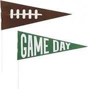Kickoff Football Fabric Pennant Sign (7.5" x 18") Pack of 2 - Assorted Designs & Colors - Decorative Banners for Game Day Parties and Sports Events