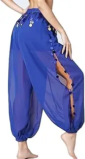 [TAIKMD] Women Sequins Belly Dance Pants India Arabian Stage Performance Coins Harem Long Trousers