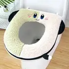 Zipper Cartoon Plush Toilet Seat with Handle Toilet Cushion Cover Bathroom