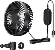 [Generic] USB Car Fan, 3 Speeds Truck Fan, Quiet And Powerful Blower, Adjustable Air Circulation For Truck RV Camping Automobile Home