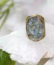 Aquamarine Crystal Jewelry Aquamarine Ring Chunky Ring Large