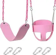 Pink Swing Set - Toddler High Back Full Bucket Swing - Heavy Duty Swing Seat - Swing Set Accessories