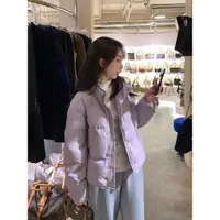 在飛比找ETMall東森購物網優惠-紫色女冬短款韓版外套羽絨棉服