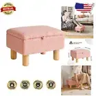 Versatile Small Ottoman with Safety Hinge - Teddy Velvet Foot Rest & Storage