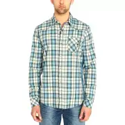 Buffalo David Bitton Men's Plaid Long Sleeve Casual Shirt, Blue, Sz XXL
