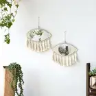 Hanging Wall Mirror Macrame Fringe Decorative Mirror Tassel Decorative Mirrors
