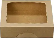 ONE MORE 10inch Natural Kraft Bakery Pie Boxes With PVC Windows,Large Cookie box 10x10x2.5inch 12 of Pack (Brown,12)
