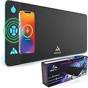 Kraylay XXL RGB Gaming Mouse Pad with Wireless Charger, 11 Colors LED, Non Slip, Black, Gaming Mouse Pad