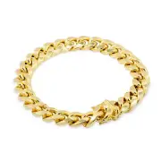 10K Yellow Gold 11mm Mens Miami Cuban Link Italian Chain Bracelet Box Clasp 8"