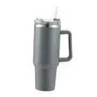 40 Oz Tumbler with Handle Straw Lid Insulated Stainless Steel Vacuum Gray