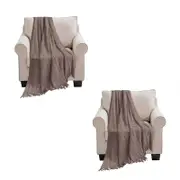 SOGA 2X Coffee Textured Knitted Throw Blankets
