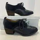 Josef Seibel Blue Wingtip Oxford Lace Up Shoes Block heel Womens EU 37 US 6-6.5