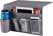 5 Pockets Bedside Caddy, Bedside Storage Organizer for Water Bottles, Magazines, Phone, Glasses (Grey)