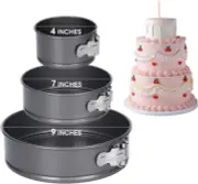 Springform Pan of 3 Non-Stick Cheesecake Pan, round Baking Pan Set 4" 7" 9 Inch