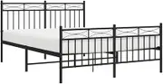 'vidaXL Classic Black Metal Bed Frame with Functional Headboard and Footboard, Added Under-Bed Storage Space, Sturdy Powder-Coated Steel Construction, Elegant Bedroom Furniture